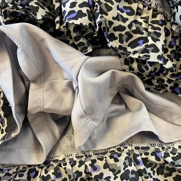 Justice Skort Girls Size 12 Elastic Waist Purple Gray Black Cheetah Ruffle FLAW - Picture 6 of 10